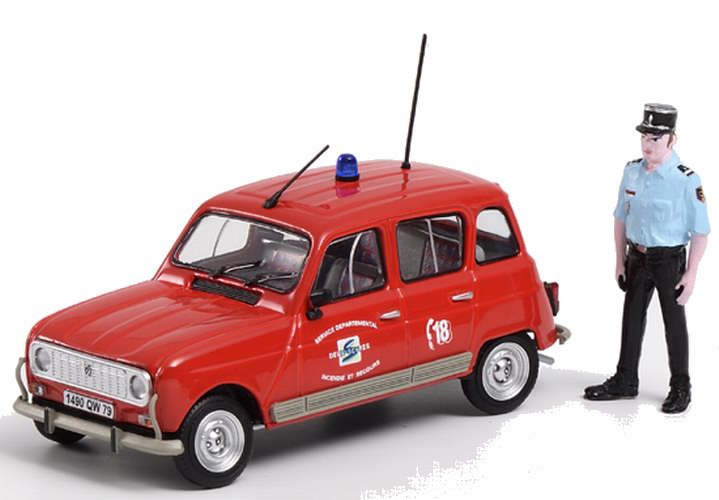 Voiture Renault 4L pompier avec Figurine 1/43 ELIGOR