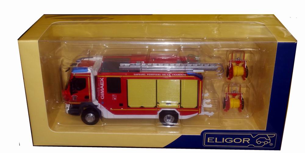 Miniature camion Pompiers RENAULT D16 Fouron Pompe Tonne SR Gimaex SDIS 16 Charente 1/43 ELIGOR