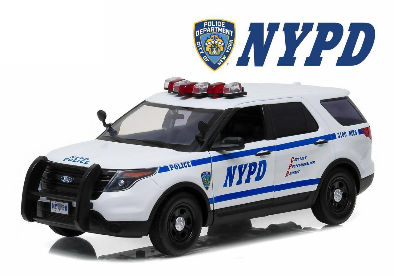 Voiture MINIATURE FORD POLICE INTERCEPTOR 2015 NYPD NEW YORK POLICE DEPARTMENT 1/18 Gyrophares et Sirene Electroniques