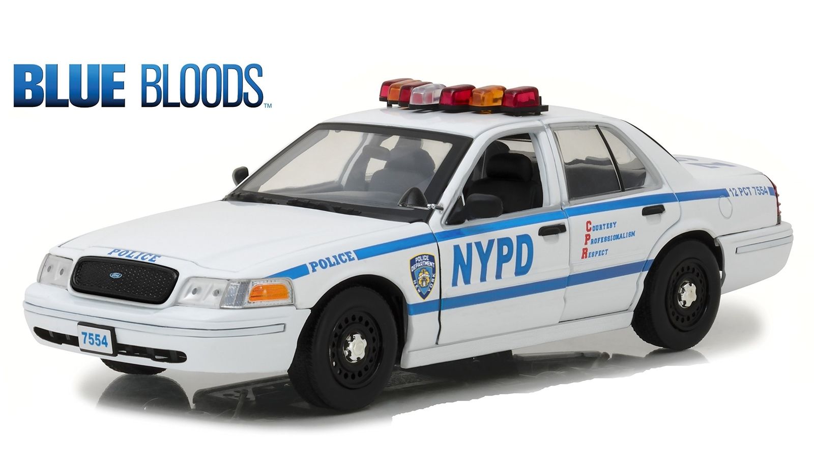 Voiture FORD CROWN VICTORIA 2001 NYPD NEW YORK POLICE DEPARTMENT BLUE BLOODS NYPD NEW YORK POLICE DEPARTMENT 1/18