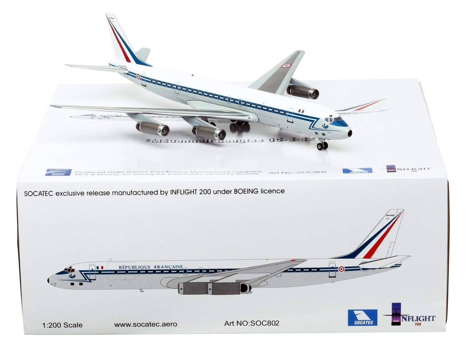 Maquette Douglas DC8-62 republqiue francaise Armée de l’Air Escadron de Transport 3/60 Estérel 1/200