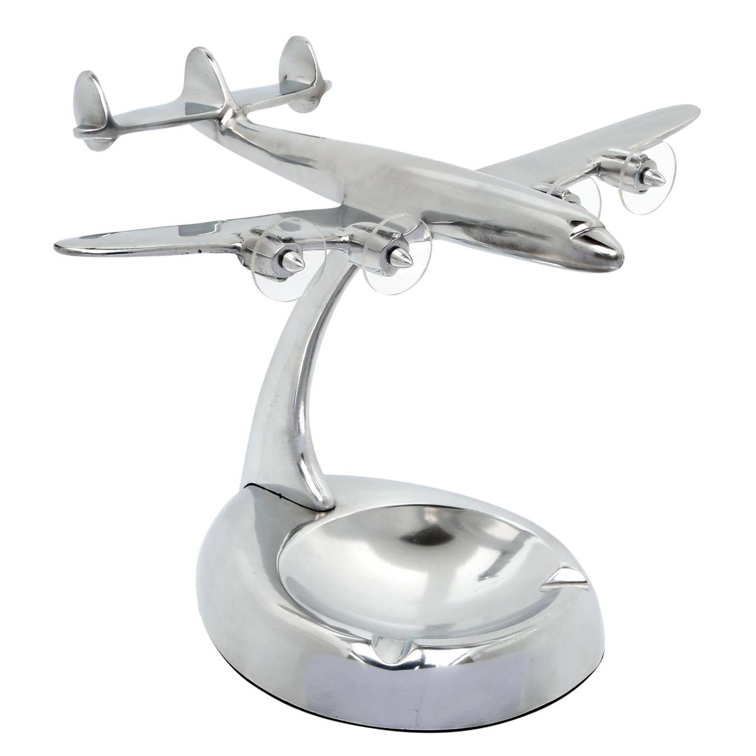 maquette avion Super G Constellation en aluminium poli sur cendrier