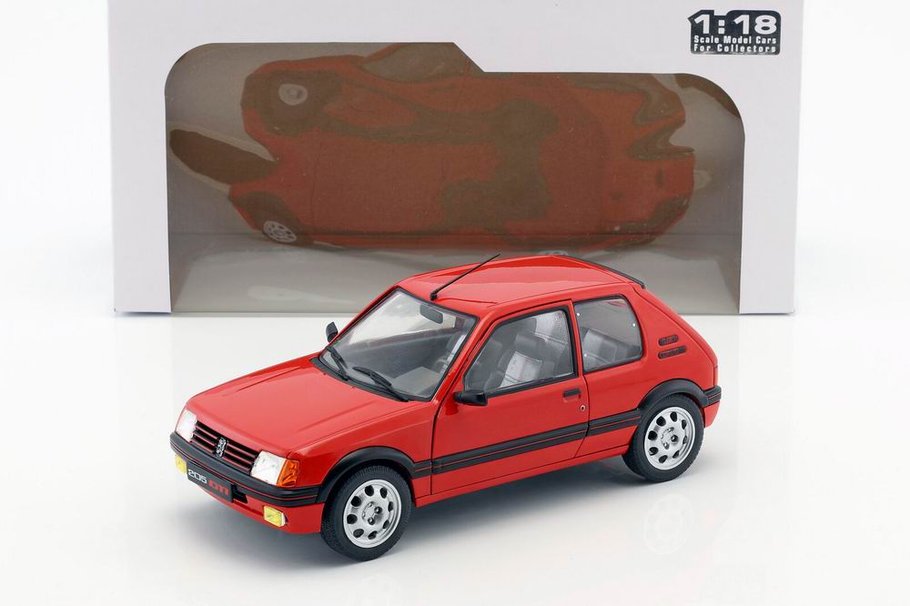 Voiture Miniature PEUGEOT 205 GTI 1.9L de 1985 Rouge Solido 1/18