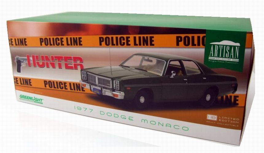 Voiture en métal DODGE MONACO RICK HUNTER inspecteur choc 1/18 Greenlight