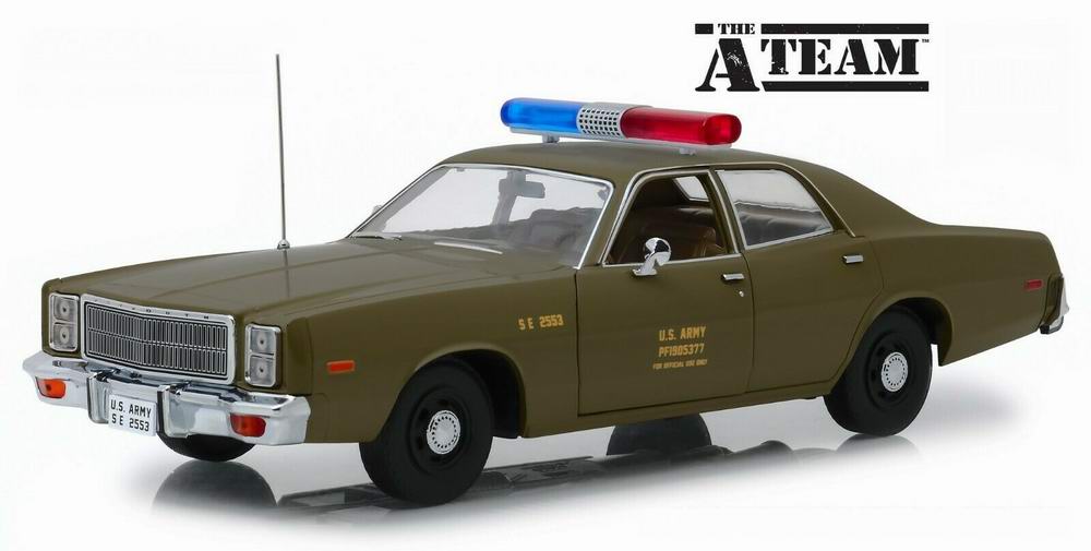 Voiture Plymouth Fury US Army Police Colonel Decker de la série Agence Tous Risques 1/18