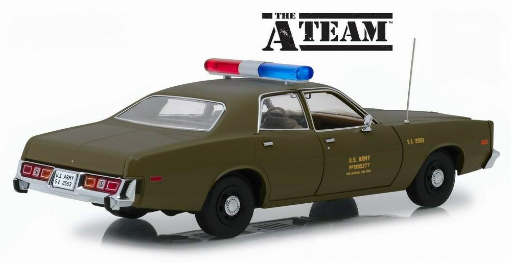 Voiture Plymouth Fury US Army Police Colonel Roderick Decker de la série Agence Tous Risques 1/18