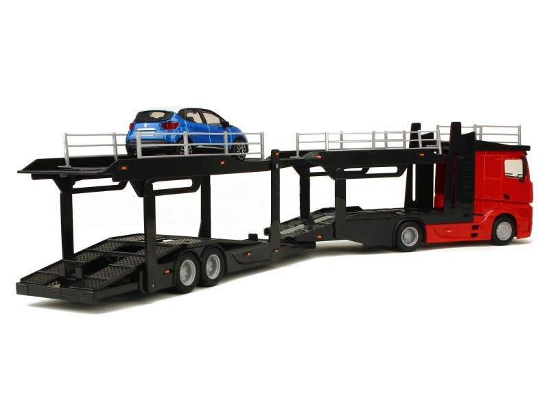 Camion MERCEDES Actros en Métal Avec Remorque Porte Voitures 1/43 45 cm  Renault Captur en Métal 1/43