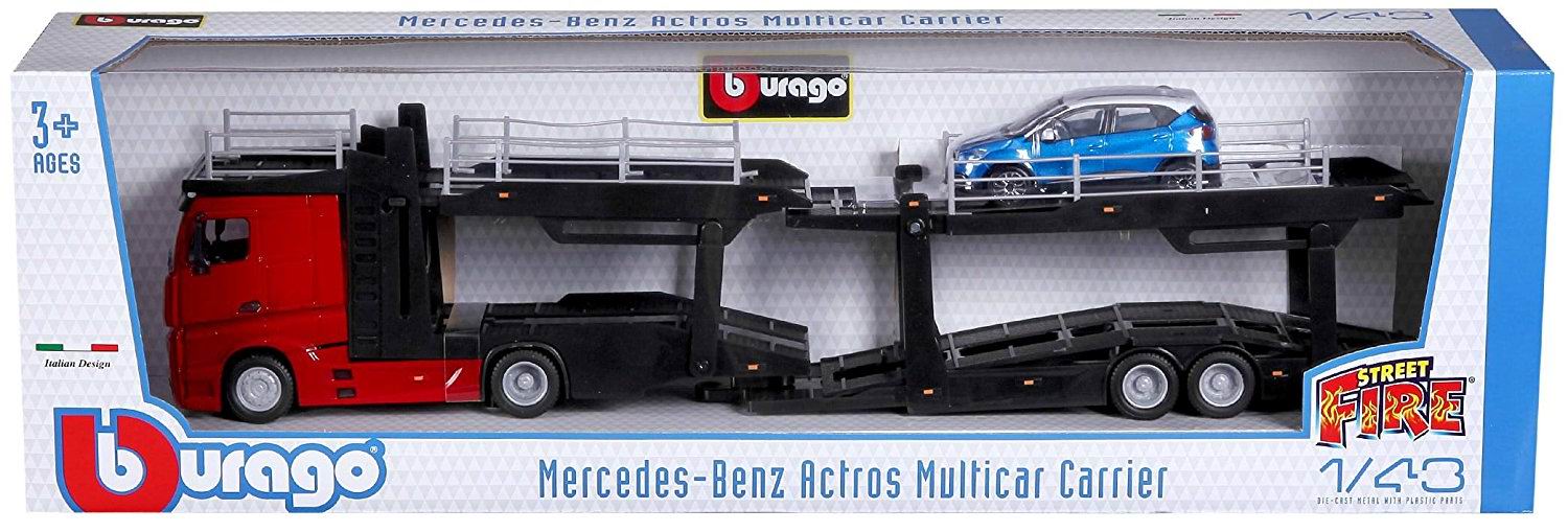 Camion MERCEDES Actros transport autos en Métal Avec Remorque Porte Voitures 1/43 Renault Captur en Métal 1/43