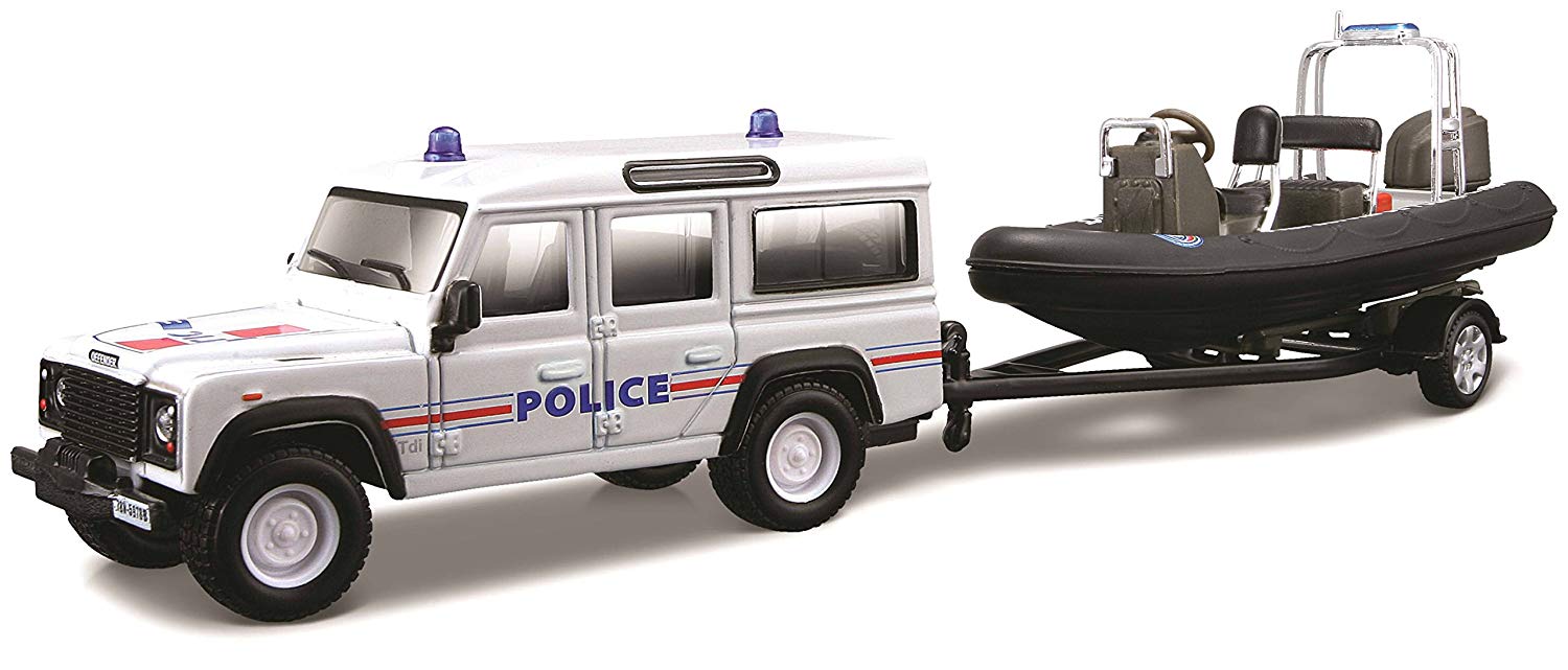 Models Police Bburago Car Land Rover Defender 110 Prefecture De Police With Zodiac Boat On Trailer 1 43 Bburago Models Police Bburago Car Land Rover Defender 110 Prefecture De Police With Zodiac Boat On Trailer 1 43 Bburago