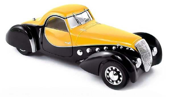 Voiture miniature PEUGEOT 302 Darl'Mat Coupé Jaune et Noir 1937 NOREV 1/43