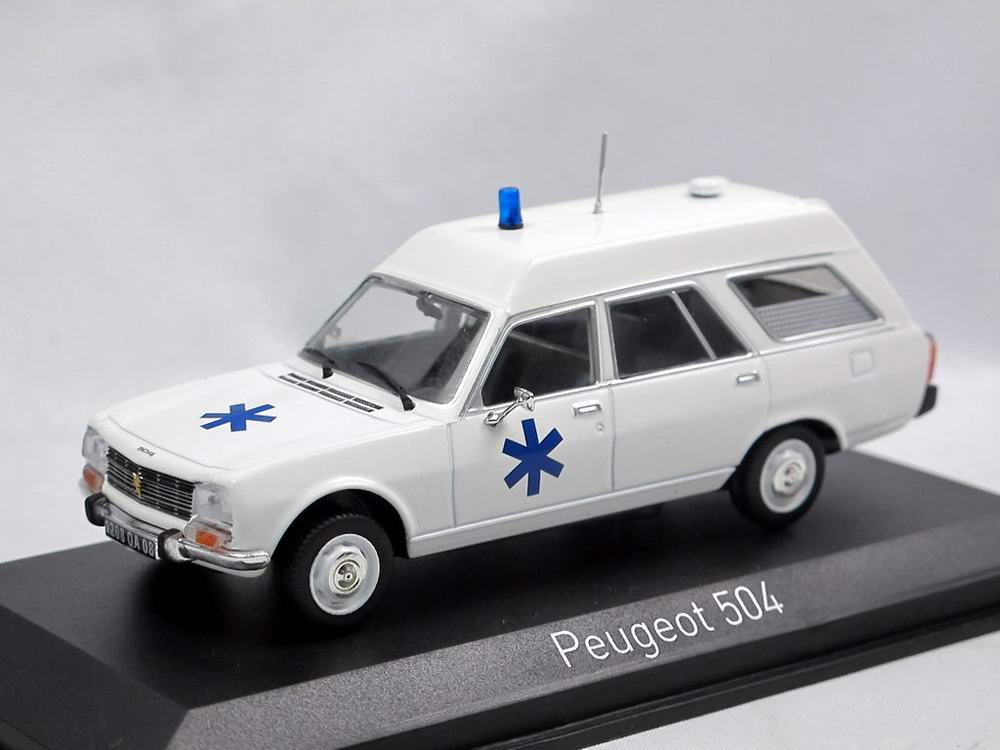 Voiture miniature PEUGEOT 504 Break Ambulance Norev 1/43