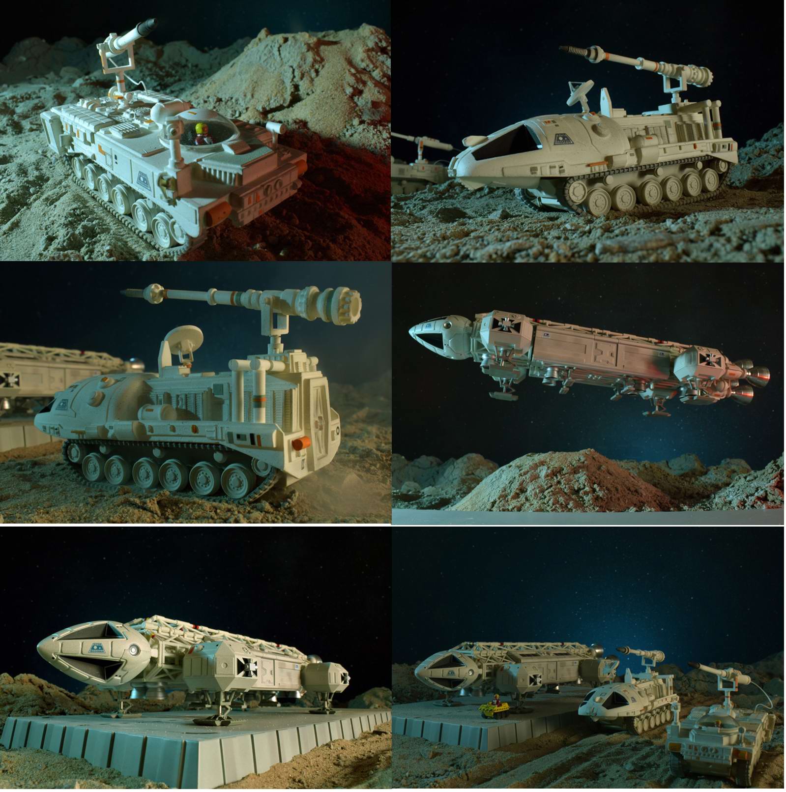 Maquette COSMOS 1999 LA MACHINE INFERNALE Eagle Transporteur avec Buggy Lunaire, Chars D’assaut Laser, Plateforme de Décollage