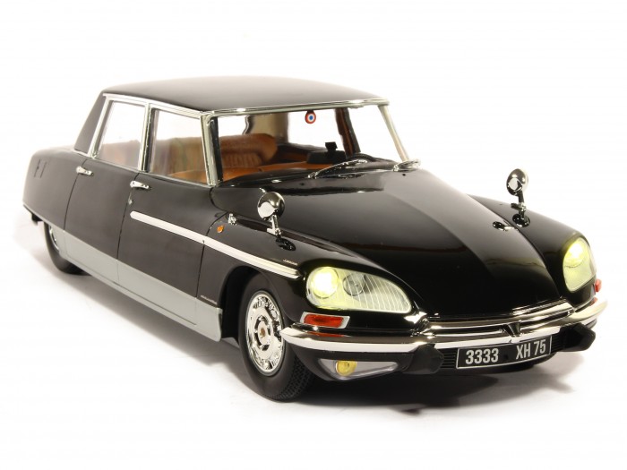 CITROEN DS 21 CHAPRON LORRAINE 1969 PRÉSIDENTIELLE ALAIN POHER Avec Phares et Feux Lumineux 1/18