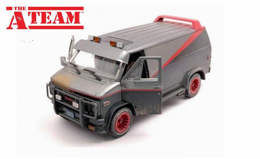 Camionette Agence Tous Risques sale carrosserie trouée balles 1/24 Greenlight