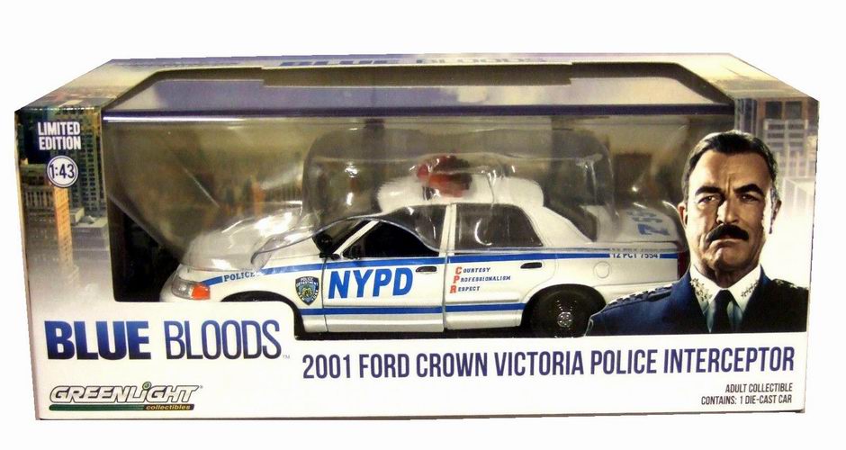 Voiture FORD CROWN VICTORIA 2001 NYPD NEW YORK POLICE DEPARTMENT BLUE BLOODS NYPD NEW YORK POLICE DEPARTMENT 1/43