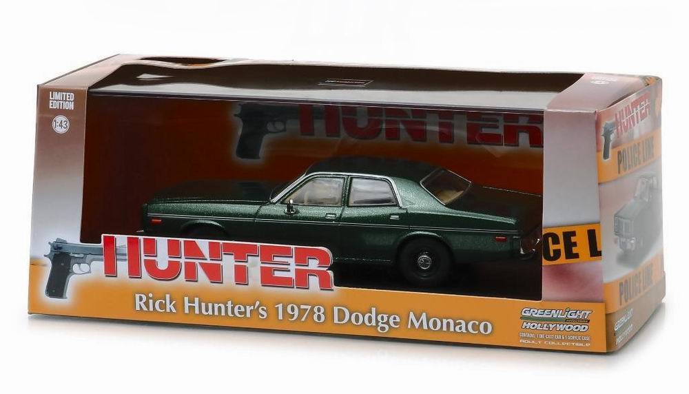 Voiture en métal DODGE MONACO RICK HUNTER inspecteur choc 1/43 Greenlight