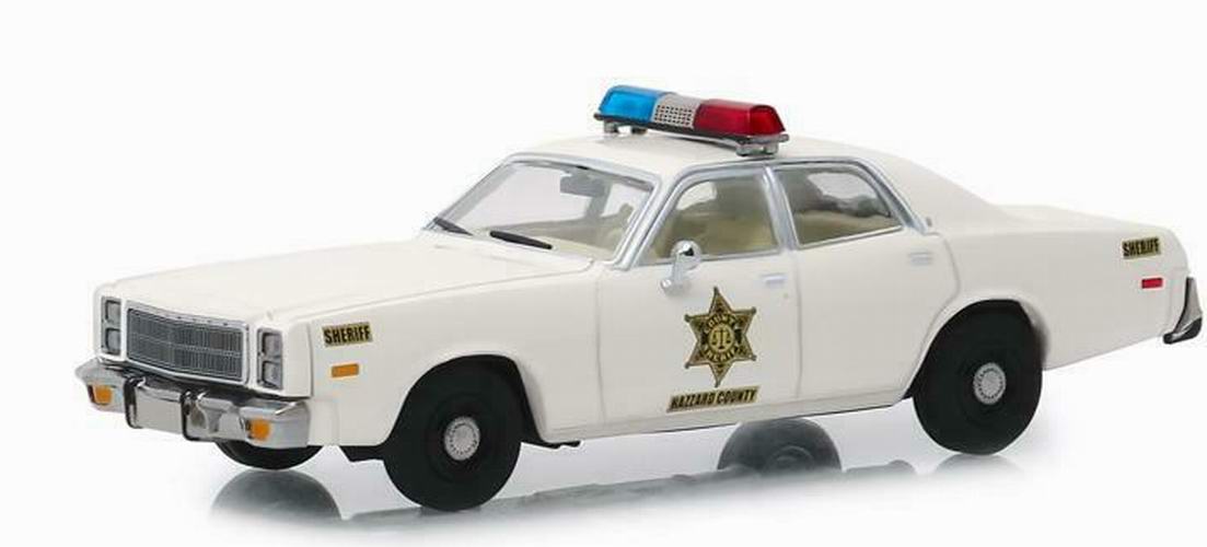 Voiture Plymouth Fury Hazzard County Police Sherif Rosco Purvis Coltrane Shérif fais-moi peur 1/43