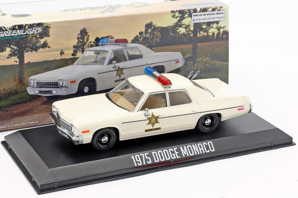 Voiture Dodge Monaco Hazzard County Police Sherif Rosco Purvis Coltrane Shérif fais-moi peur 1/43