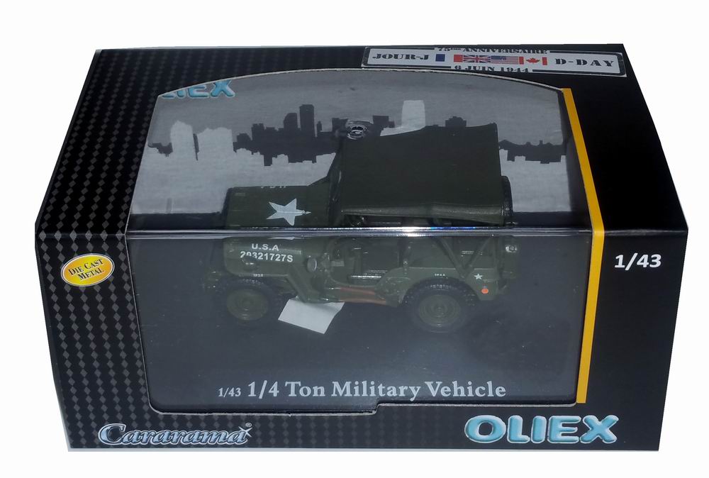 Voiture Jeep Willis débarquement Normandie Militaire US ARMY jour J 6 Juin 1944 Oliex 1/43