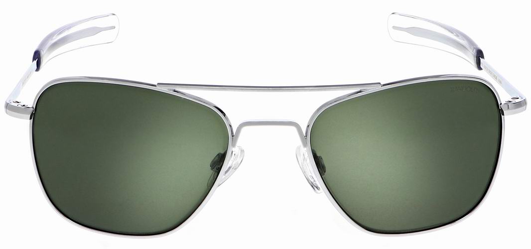 LUNETTES DE SOLEIL aviateur monture argent chrome verre vert Randolph