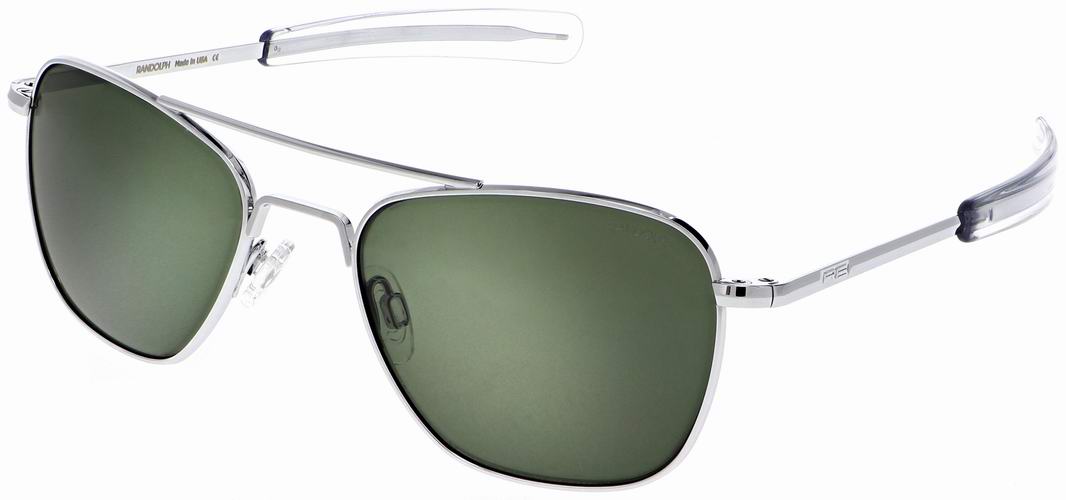 LUNETTES DE SOLEIL aviator monture crome verre vert Randolph