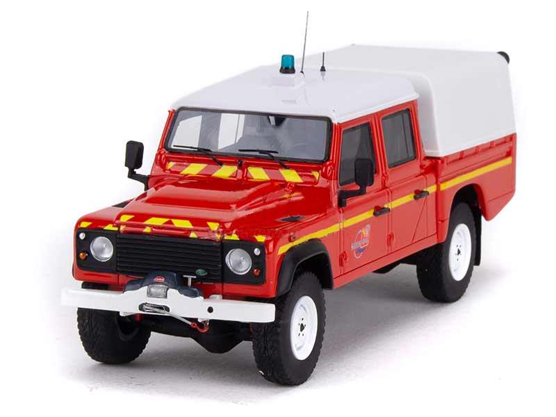 Miniature LAND ROVER DEFENDER 130 Véhicule de Liaison Hors Route Nautique Sapeurs Pompiers SDIS 44 1/43 Alarme