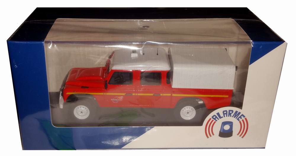 Miniature LAND ROVER DEFENDER 130 VLHRN Sapeurs Pompiers loire Atlantique 1/43 Alarme