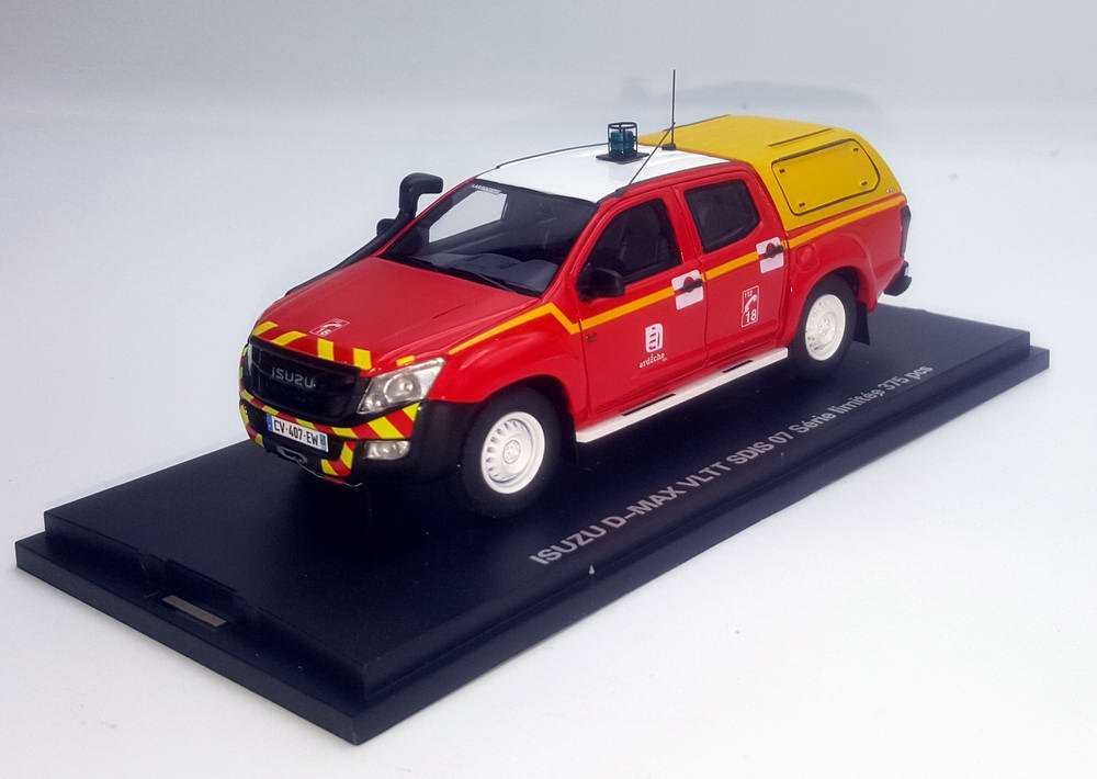 Miniature ISUZU D-MAX Sapeurs Pompiers VLTT SDIS SDIS 07 Ardèche Sapeurs Pompiers SDIS 07 1/43 Alarme