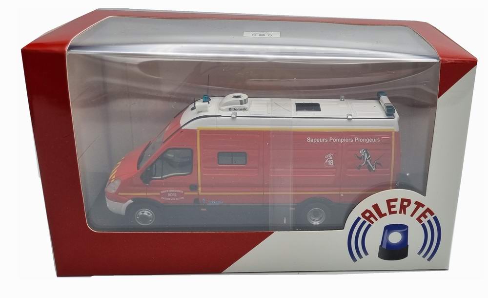Miniature IVECO DAILY Sapeurs Pompiers DOUBLE CABINE VPL Véhicule Plongeur SDIS 36 1/43 Alerte