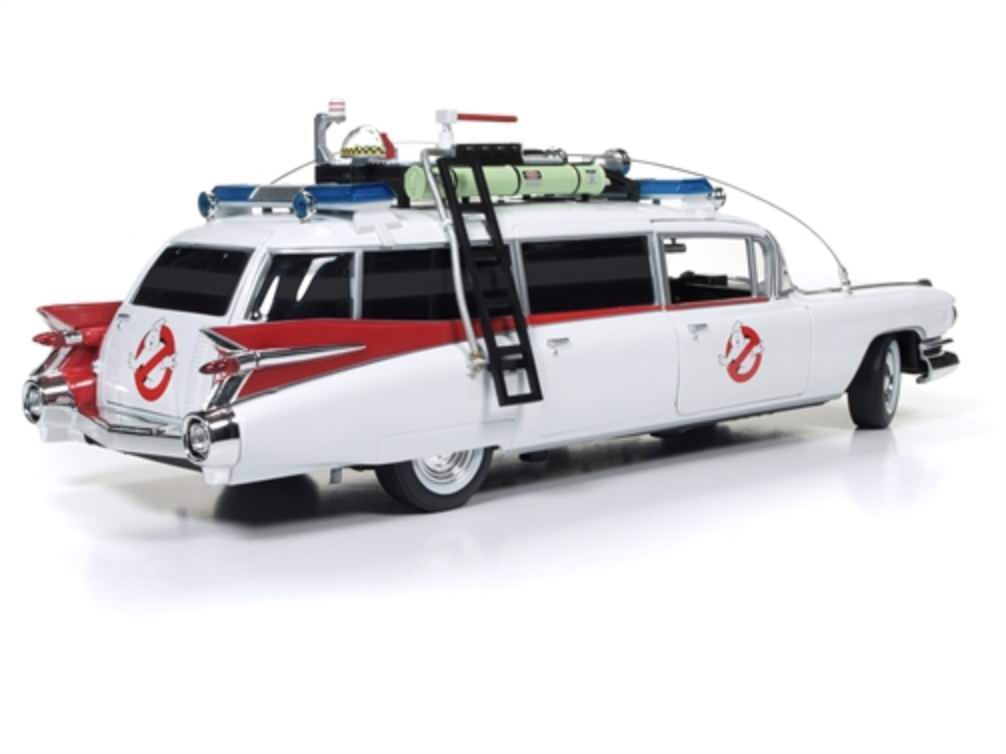 Voiture miniature Cadillac MillerMeteor 1959 Ghostbusters ECTO 1 SOS Fantômes Métal au 1/18