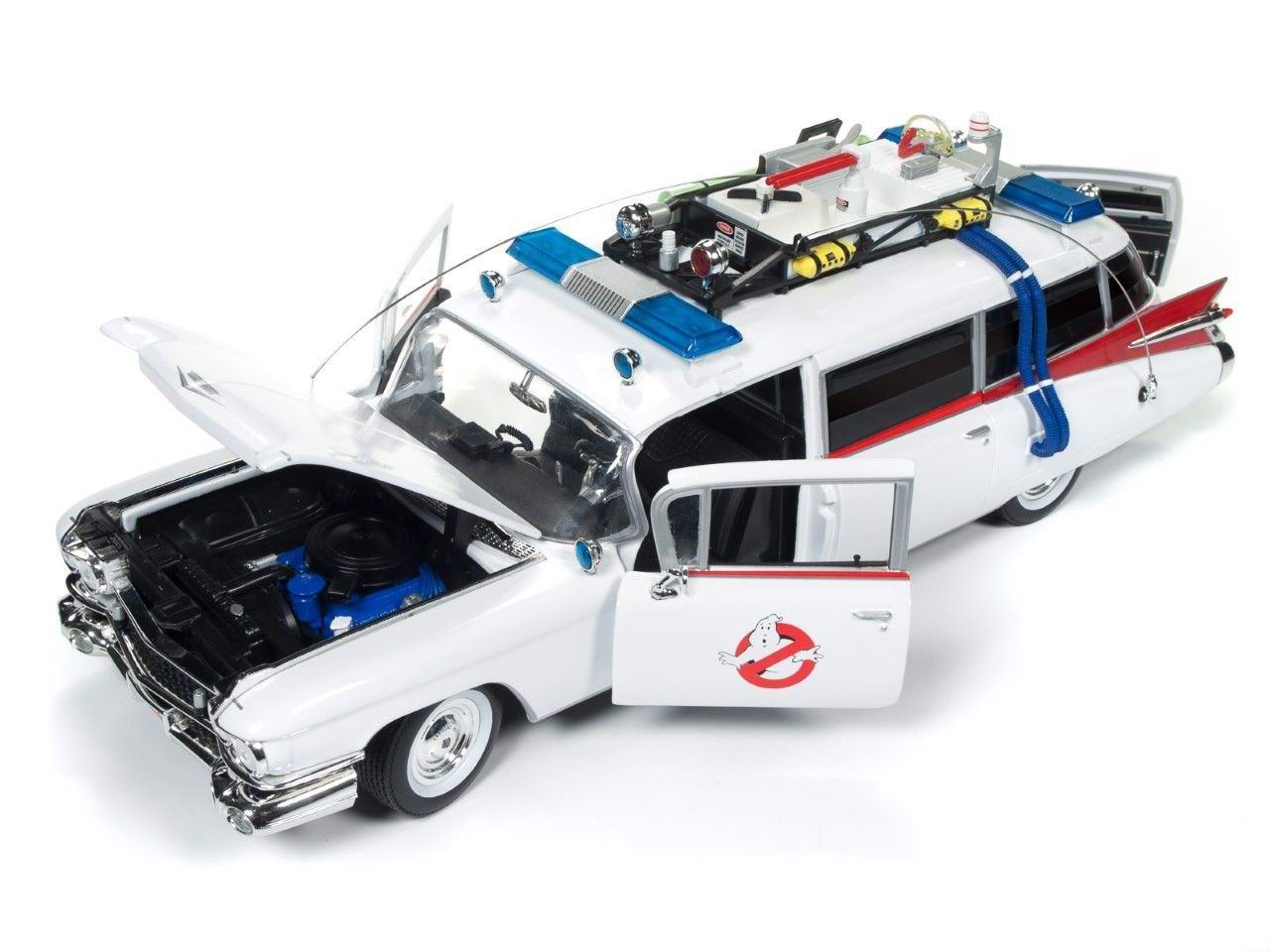 Voiture miniature Cadillac Miller Meteor Ghostbusters ECTO 1 SOS Fantômes Métal 1/18