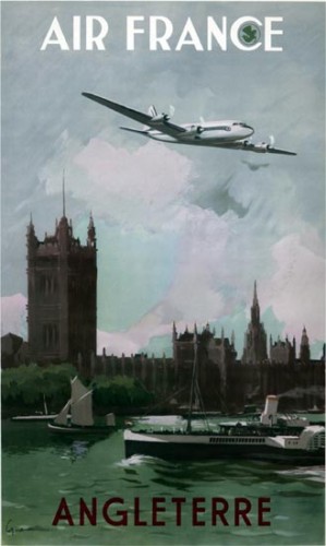 Affiche AIR FRANCE Angleterre - Guerra 1951