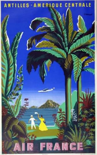 Affiche AIR FRANCE Antilles Amérique Centrale Villemot