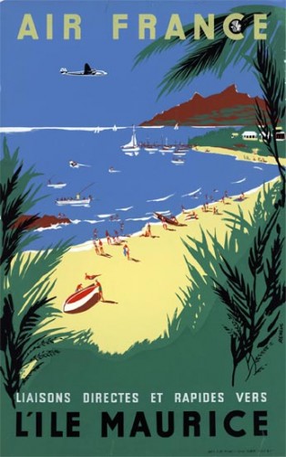 Affiche AIR FRANCE Île Maurice - Renluc 1954