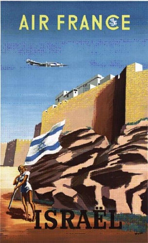 Affiche AIR FRANCE Israël - Renluc 1949