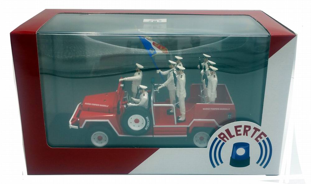 Voiture de commandement ACMAT Porte Drapeau Défilé du 14 Juillet Pompiers BMPM BATAILLON MARINS-POMPIERS de MARSEILLE 1/43 figurines pompiers