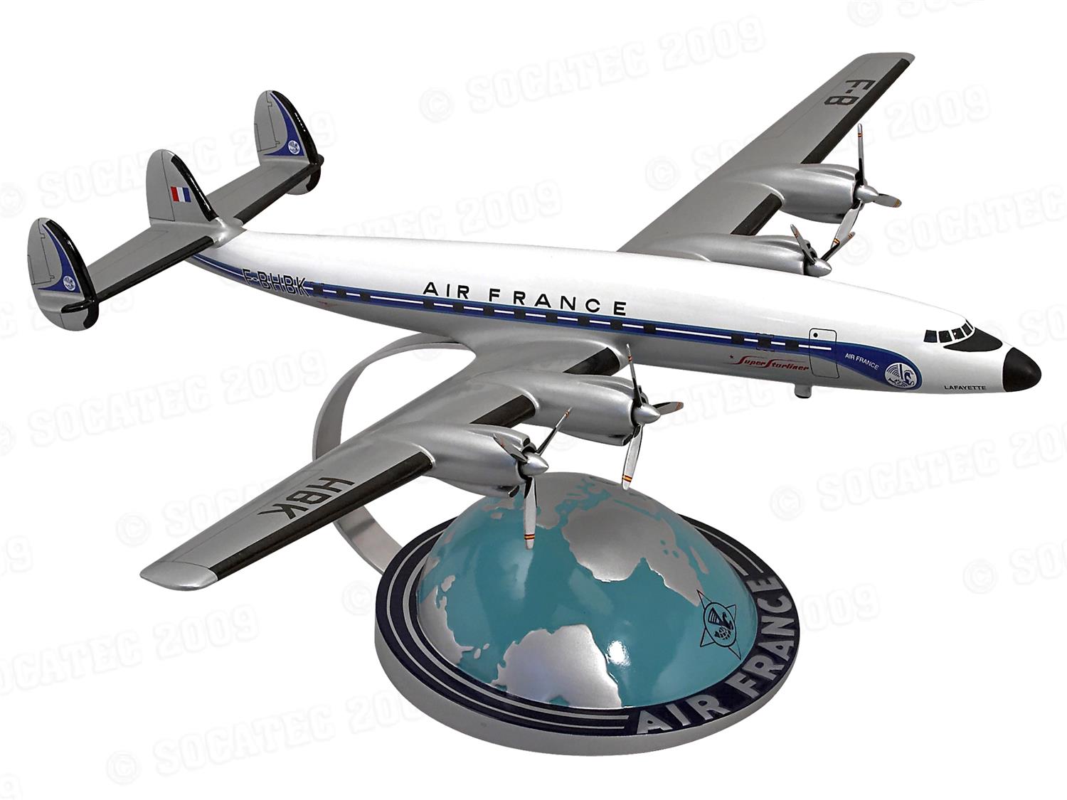 Lockheed Super Starliner AIR FRANCE sur socle demi-globe Socatec