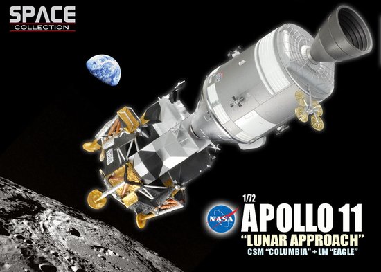 Maquette Maquette Apollo 11 Approche Lunaire Module de Commande et de Service CSM Columbia avec Module Lunaire LEM Eagle Dragon Wings 1/72