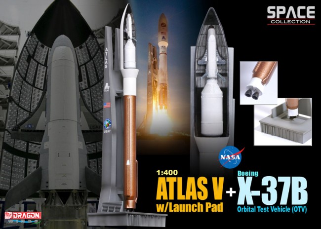 ATLAS V sur Rampe de Lancement avec le Véhicule Orbital X-37B OTV  1/400 Dragon