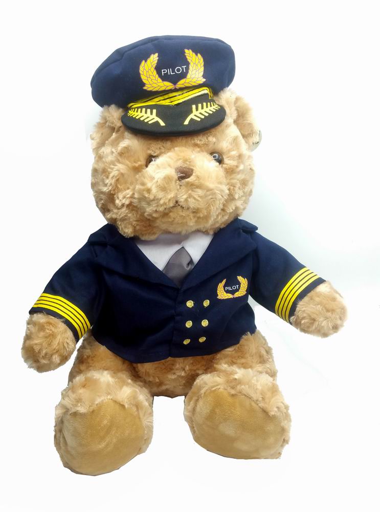 Peluche Ourson pilote de ligne Aviateur grand modèle