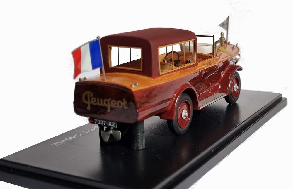 Miniature PEUGEOT 177 MOTORBOAT CAR 1925 AVEC CABINE