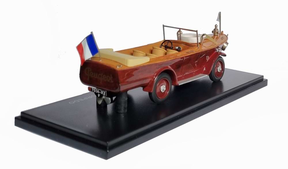 Miniature PEUGEOT 177 MOTORBOAT CAR 1925 AVEC CABINE