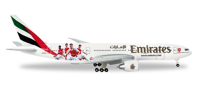 Maquette avion Boeing 777-200LR Emirates Football ARSENAL LONDON 1/500