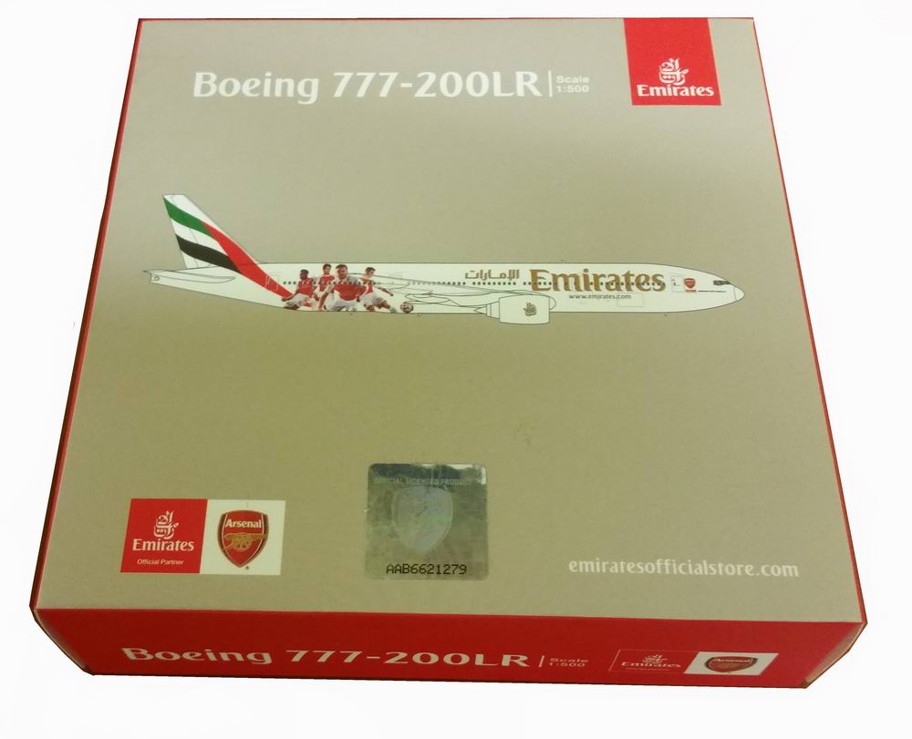 Maquette avion Boeing 777-200lr Emirates Football ARSENAL LONDON 1/500