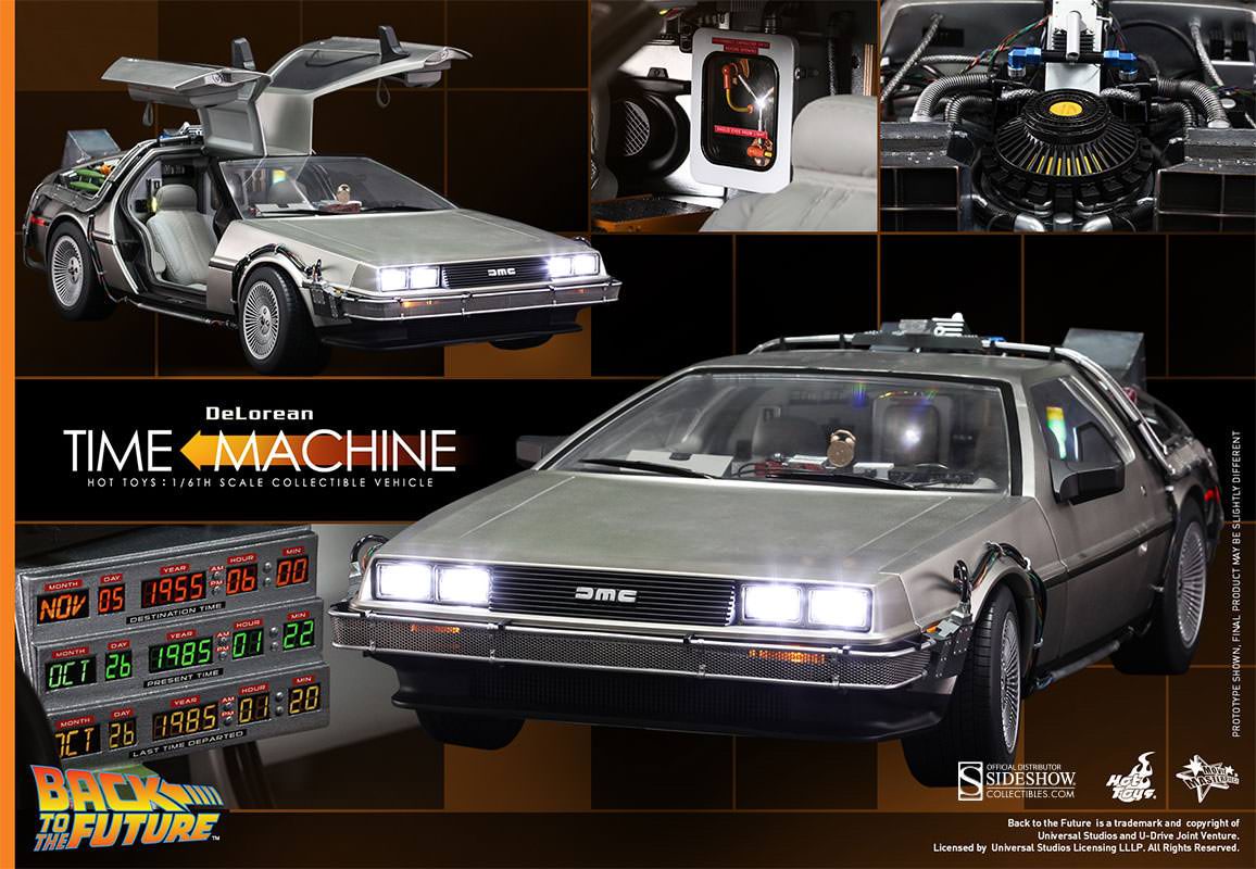 Véhicule DELOREAN Retour vers le Futur effets lumineux Hot Toys 1/6