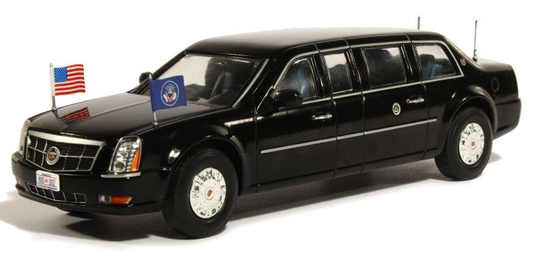 Limousine CADILLAC DTS de 2009 Voiture Présidentielle Barack Obama 1/43