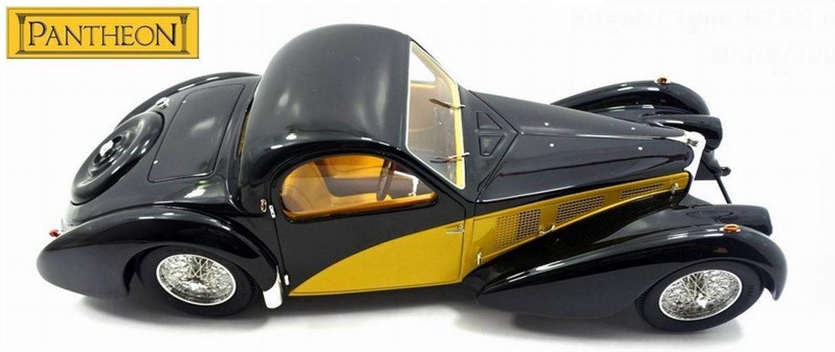 Voiture de Collection BUGATTI 57SC ATALANTE de 1936 NOIRE et JAUNE 1/18