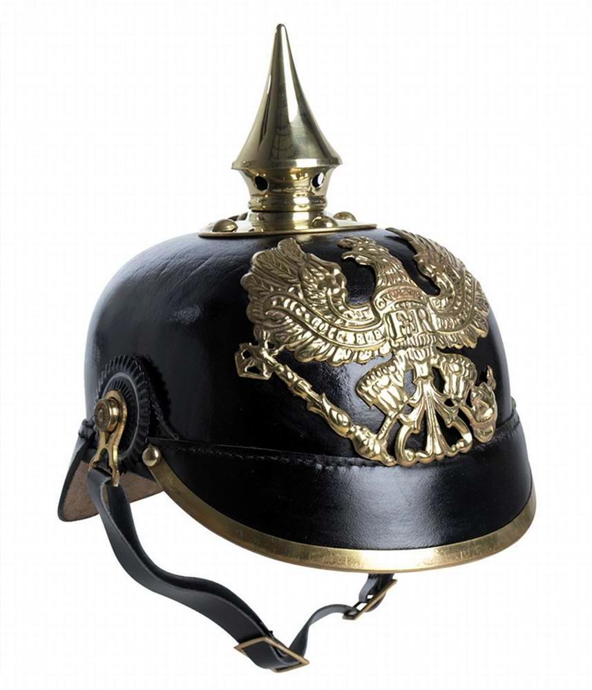 Réplique Casque à Pointe Pickelhaube Soldat Armée Prussienne et Allemande 1ème Guerre Mondiale WWI