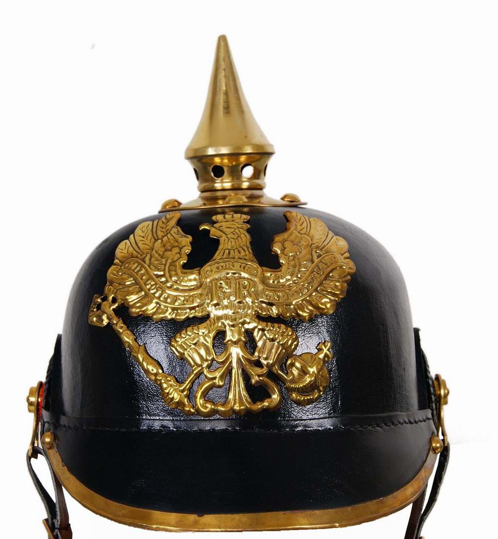 Réplique Casque à Pointe Pickelhaube Soldat Armée Prussienne et Allemande 1ème Guerre Mondiale WWI