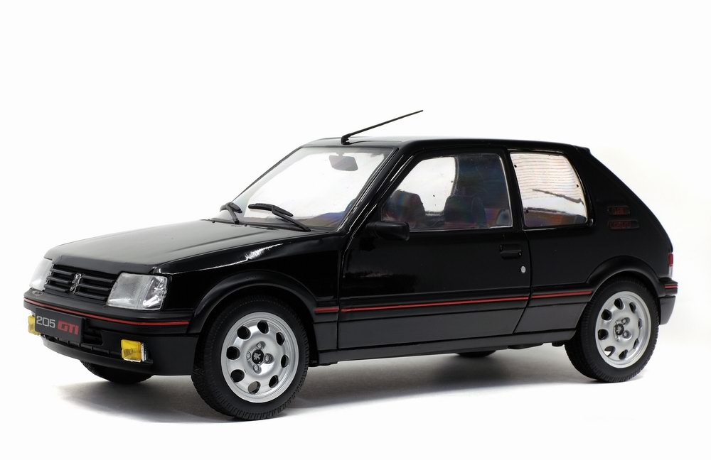 Voiture Miniature PEUGEOT 205 GTI 1.9L MK 2 de 1990 Noir Onyx Solido 1/18